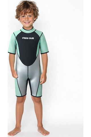 Free-Sub 3Mm Çocuk Shorty - (Kısa), Sörf Yüzme Scuba Tüplü Dalış El Çok Renkli