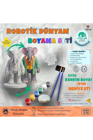 Codlaı Kids Robotik Dünyam 3d Boyama Seti - Çocuklar İçin Eğitici Yaratıcı Oyuncak Boyama Kiti - Doktor Fil