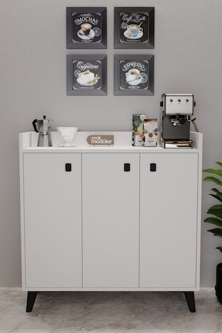 Milan Kahve Köşesi Çok Amaçlı Mutfak Dolabı Kiler Erzak Dolabı Beyaz