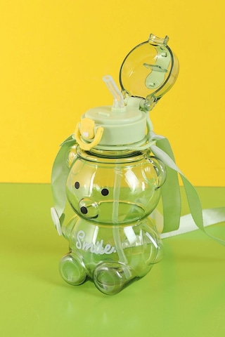 Smile Ayıcık 800ml Su Matarası Su Şişesi Suluk Bpa Içermez Suluk Sticker Hediyeli Yeşil Plastik Diğer