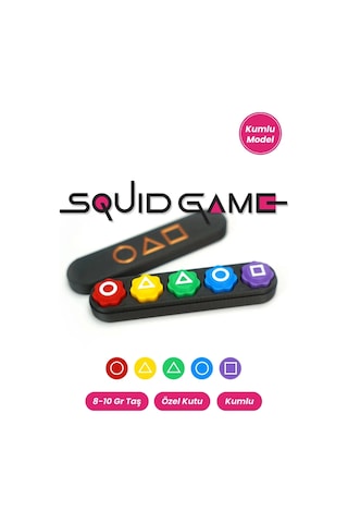 Özel Üretim Kumlu Renkli Beş Taş Gonggi Kalamar Squid Game 5 Taş Oyunu