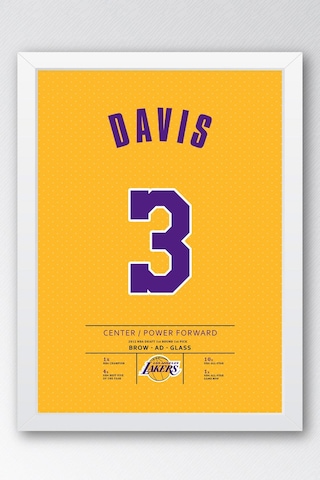 Anthony Davis Forma Çerçeveli Tablo - Nba Los Angeles Lakers Jersey
