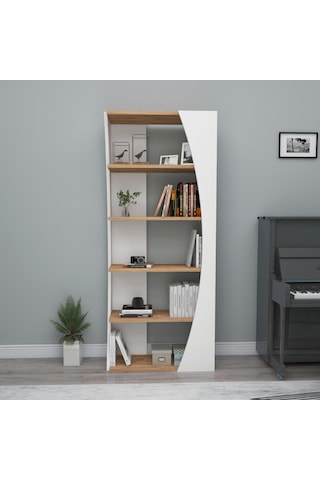 Arnetti Selge 5 Raflı Modern Kitaplık Atlantik Çam Beyaz