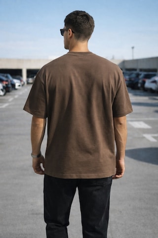 Tarz Cool Erkek Oversize Tişört Minimal Don T Look Back Detaylı Basic Kahverengi