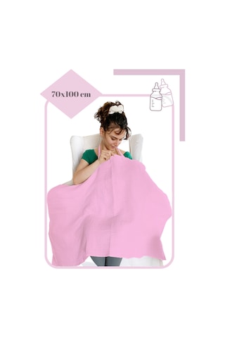 4 Katlı Iç Göstermez Pamuk Müslin Bebek Emzirme Önlüğü Pembe