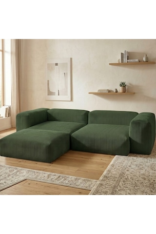 Relax Köşe Koltuk Takımı Sünger Koltuk Kanepe Divan Zümrüt Yeşili