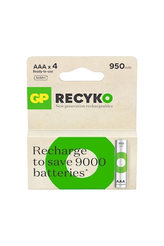 Gp Batteries Recyko 950 Aaa İnce Kalem Ni-mh Şarjlı Pil, 1.2 Volt, 4&apos Lü Kart