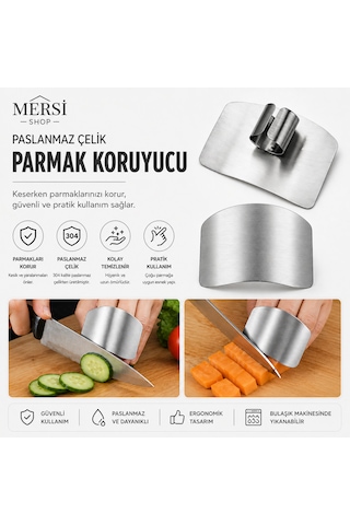Paslanmaz Çelik Parmak Koruyucu Doğrama Aparatı Mutfak Güvenlik Kalkanı Gümüş