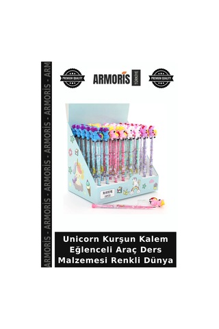 Unicorn Kurşun Kalem Eğlenceli Araç Ders Malzemesi Renkli Dünya Çok Renkli