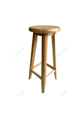 Ahşap Bar Taburesi, Ahşap Renk 28-29 Cm Oturum Çapı, 80 Cm Yükseklik, Kayın Ağacı, Vernikli Diğer
