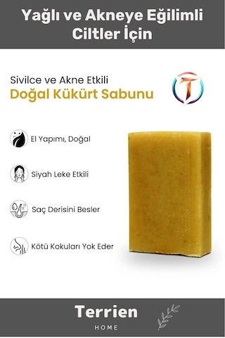 Home Serisi El Yapımı Doğal Bitkisel 1 Adet Siyah Leke Sivilce Akne Etkili Cilt Bakımı Kükürt Sabunu Karışık