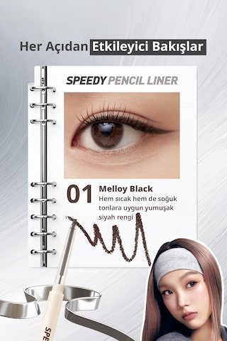 Suya Dayanıklı Kolay Kullanım Sunan Göz Kalemi Perıpera Speedy Pencil Liner 1 Melloy Black Diğer