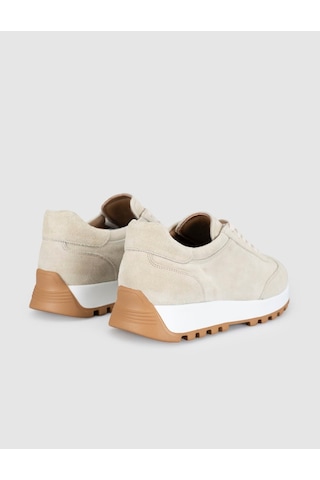 Krem Süet Deri Kadın Sneaker Ayakkabı