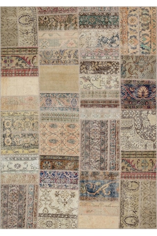 El Yapımı Keten Patchwork Halı 160x230 Cm - 6289