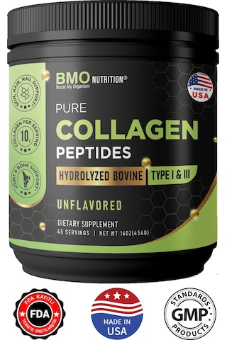 Bmo Nutrition Hidrolize Sığır Kolajeni Tozu Tip 1-3 Collagen Saf-Aromasız-Cilt Saç Tırnak Eklem Diyet Destek 45 Gün