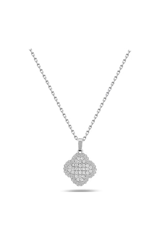 Brezza Lusso Jewelry Timeless Series Zirkon Taşlı Gümüş Zarif Yaprak Kolyesi Gümüş