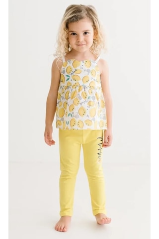 Minnie Mouse Lisanslı Sarı Kız Çocuk Tayt Bluz Takım Mn17471 Sarı