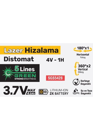 Sgs5428 Lazer Hizalama Distomat Şakül 5 Yeşil Çizgi