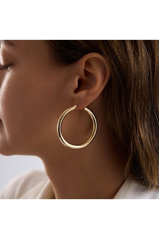 14k Altın Halka Küpe 4 Mm 4.5 Cm T14313 Renkli