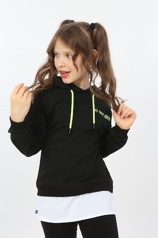 Toontoy Kız Çocuk Do Not Give Up Nakışlı Sweatshirt Siyah