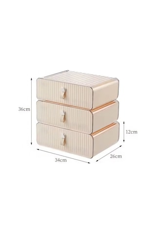 Piev Çok Amaçlı Bölmeli İç Çamaşırı Çorap Bebek Kıyafeti Düzenleyici Organizer Krem