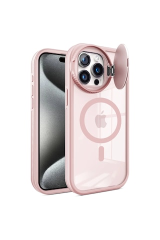 Newface Apple iPhone Uyumlu 14 Pro Max Kılıf Teleskop Lens Magsafe Silikon Kapak Semeglbl - 73 - Pembe