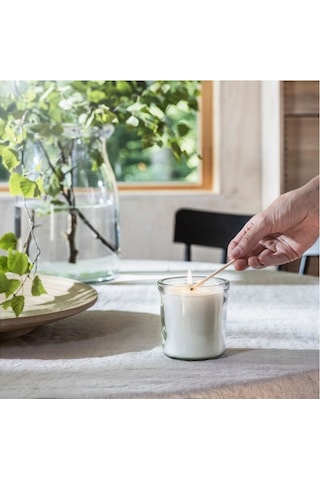 Ikea Adlad Cam Kaplı Kokulu Mum 8 X 8,5 Cm Ağaçsı Beyaz