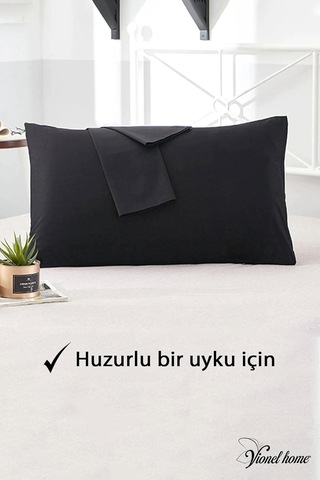 Vionel Home Pamuklu 2'li Kapaklı Yastık Kılıfı 50x70 Cm - Yumuşak Ve Nefes Alabilir Siyah Genel