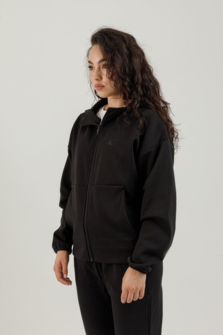 Airlife Clubby Ir Zone Tam Boy Fermuarlı Kadın Kapüşonlu Sweatshirt Siyah