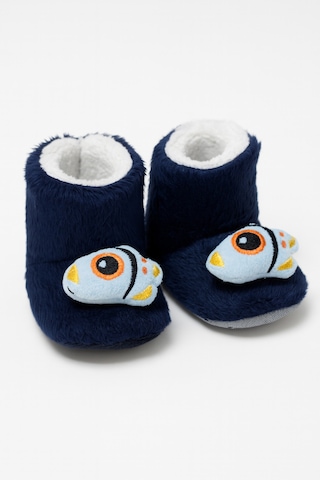 Çocuk Ev Botu, Ayıcık Peluş Bot, Polar Ayı Desenli Rahat Ve Kaymaz Tabanlı, Bebek Ve Çocuk Lacivert