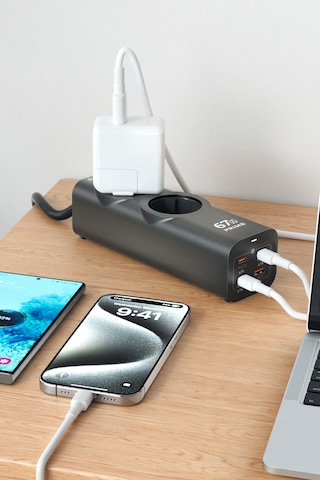 Fulltech Fc54 67w Gan Masaüstü Şarj İstasyonu 3x Usb-c + Usb-a + 2 Prizli Power Strip Laptop Hız 2 m