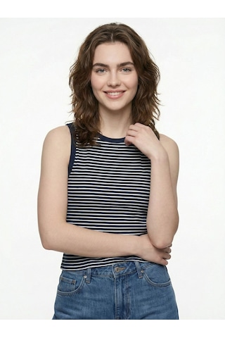 Crop Kadın Top Lacivert