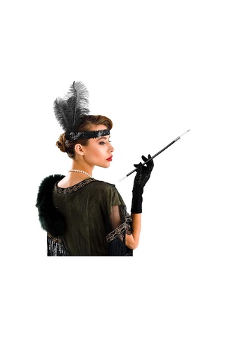 Astrid T Tarz Sahibi Davet Süsü Gece Detayı Gatsby Aksesuar Seti Siyah Charleston Saç Bandı & Sigaralık