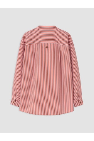 Lcw Modest Mercan Çizgili Oversize Kadın Gömlek Tunik Xl-2xl