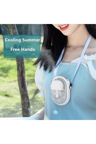 Mini Asılı Boyun Su Püskürtme Fanı 2000 Mah Şarj Edilebilir Pil Kumandalı El Masaüstü Hava Soğutma Fanları Açık Hom4my Beyaz