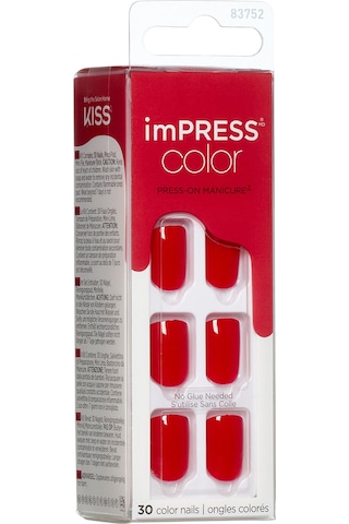 İmpress Color Kendinden Yapışkanlı Takma Tırnak Kısa Parlak Kırmızı