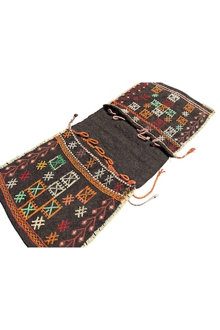 El Dokuma Keçi Kılı Heybe 58x143 Kök Boya Sıfır Heybe Çanta