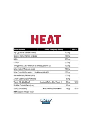 West Nutrition Heat Yeşil Çay & Garsiniya Kompleks 1250 Mg. 120 Tablet-Pillbox ( Hap Kutusu )