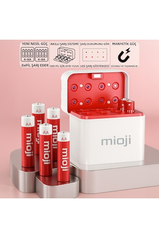 Mioji BT12 AA ve AAA 1.5V Pil Şarj Cihazı Beyaz