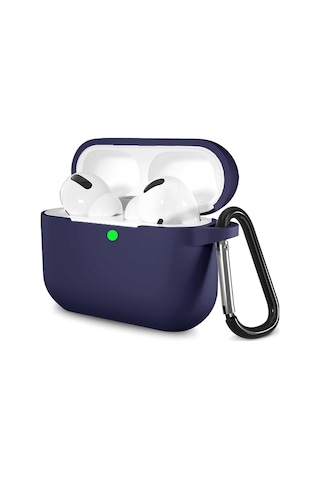 Airpods Pro 2 Uyumlu Premium Lansman Kılıf Kadife İç Astarlı Darbe Emici Silikon Soo-156 Lacivert
