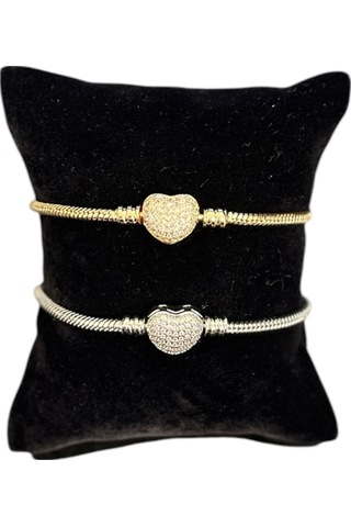 T-blk-27 Kalp Klipsli Bileklik Gold
