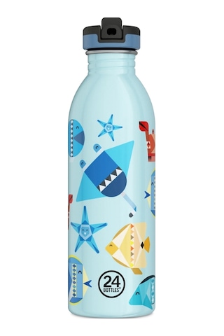 Kids Bottle Sea Friends Pipetli Paslanmaz Çelik Çocuk Su Matarası 500 Ml Mavi