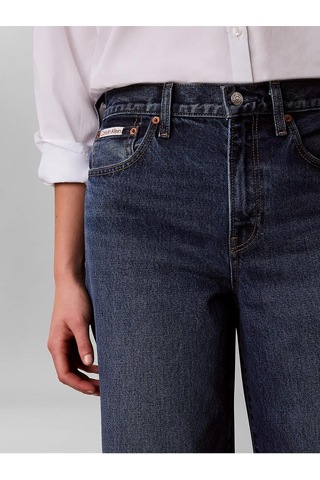 Calvin Klein Kadın Normal Kesim Yüksek Bel Geniş Paça Pamuklu Denim Mavi Jeans Lv047f727g-sd3-13708 Mavi