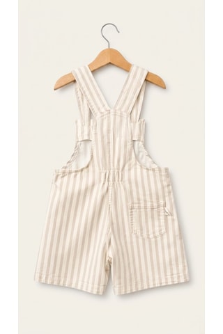 Emila Kids 1-4 Yaş Çocuk Çizgili Ham Kot Şort - Salopet Bej