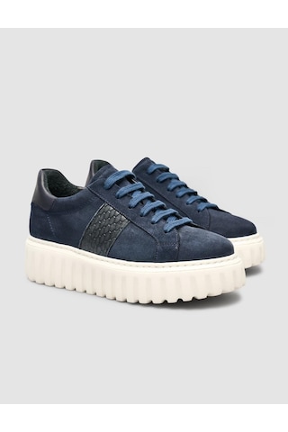 Süet Bağıcıklı Kroko Lacivertkadın Sneaker Ayakkabı Lacivert