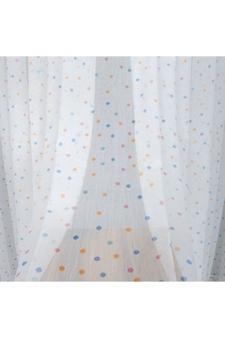 Caserta Home Point Çocuk Odası 4 Renkli Noktalı Puantiyeli Tül Perde