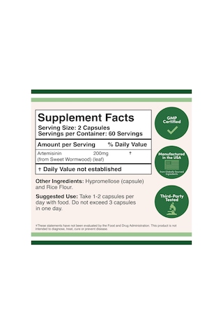 Double Wood Artemisinin 200mg 120 Capsul. Usa Menşei Tr Tek Y...