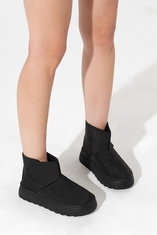 Kalın Poli Taban İçi Kürklü Cırtlı Kadın Siyah Bot Tbals035 Siyah