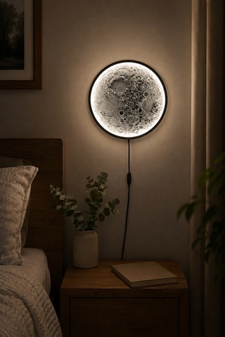 3d Ay Gece Lambası Gerçekçi Ay Yüzeyli Led Duvar Lambası 25 Cm Dekoratif Pla Aydınlatma