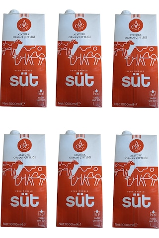 Atatürk Orman Çiftliği %3 Yağlı Süt 1 Lt X 6 Adet